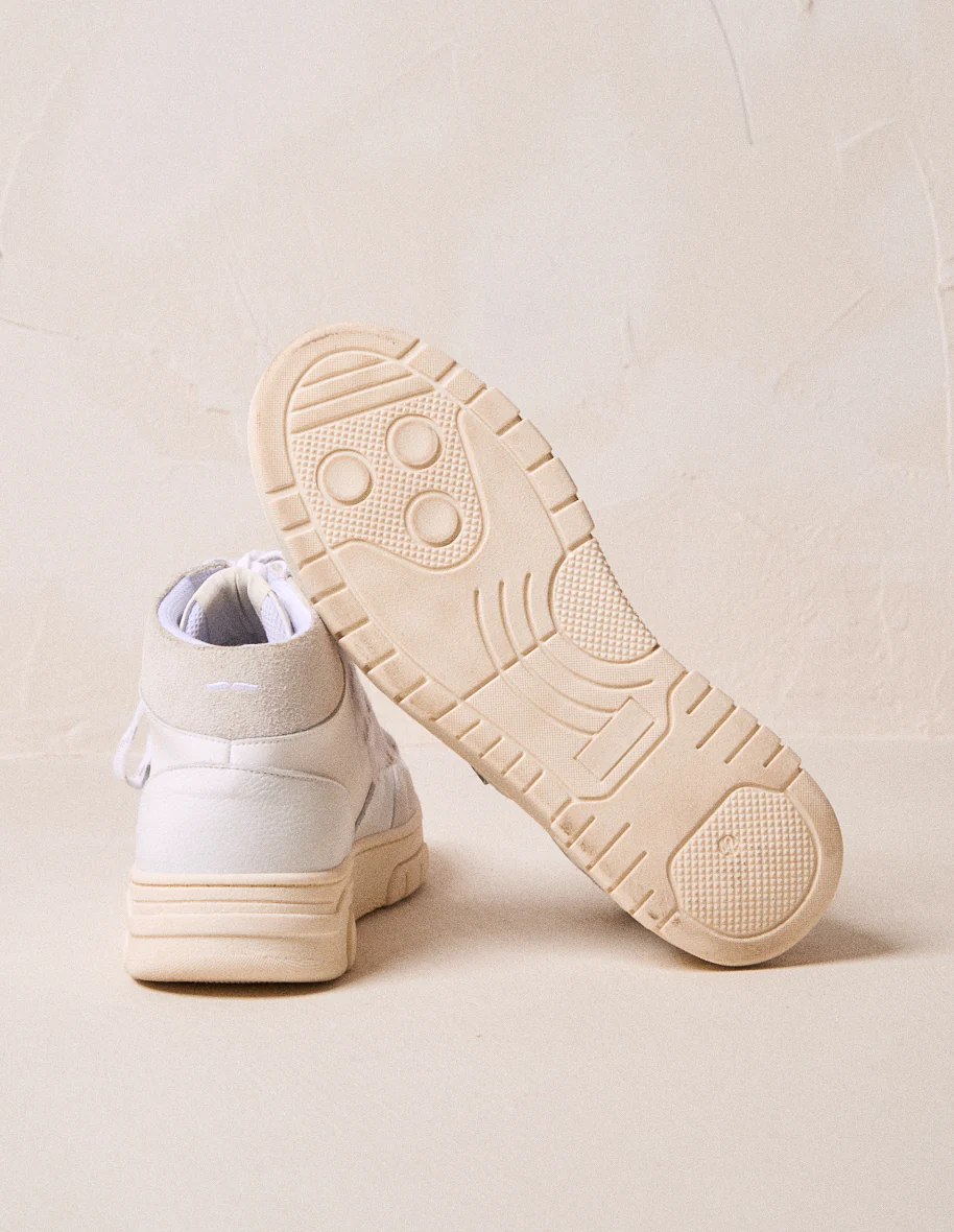 Baskets montantes Leopold - Cuir et suède blanc gris - Image 5