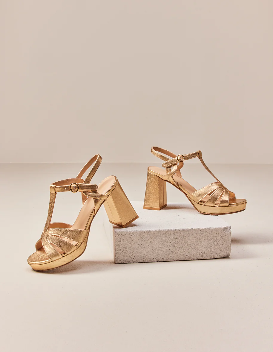 Sandales à talons Blandine - Cuir doré - Image 3