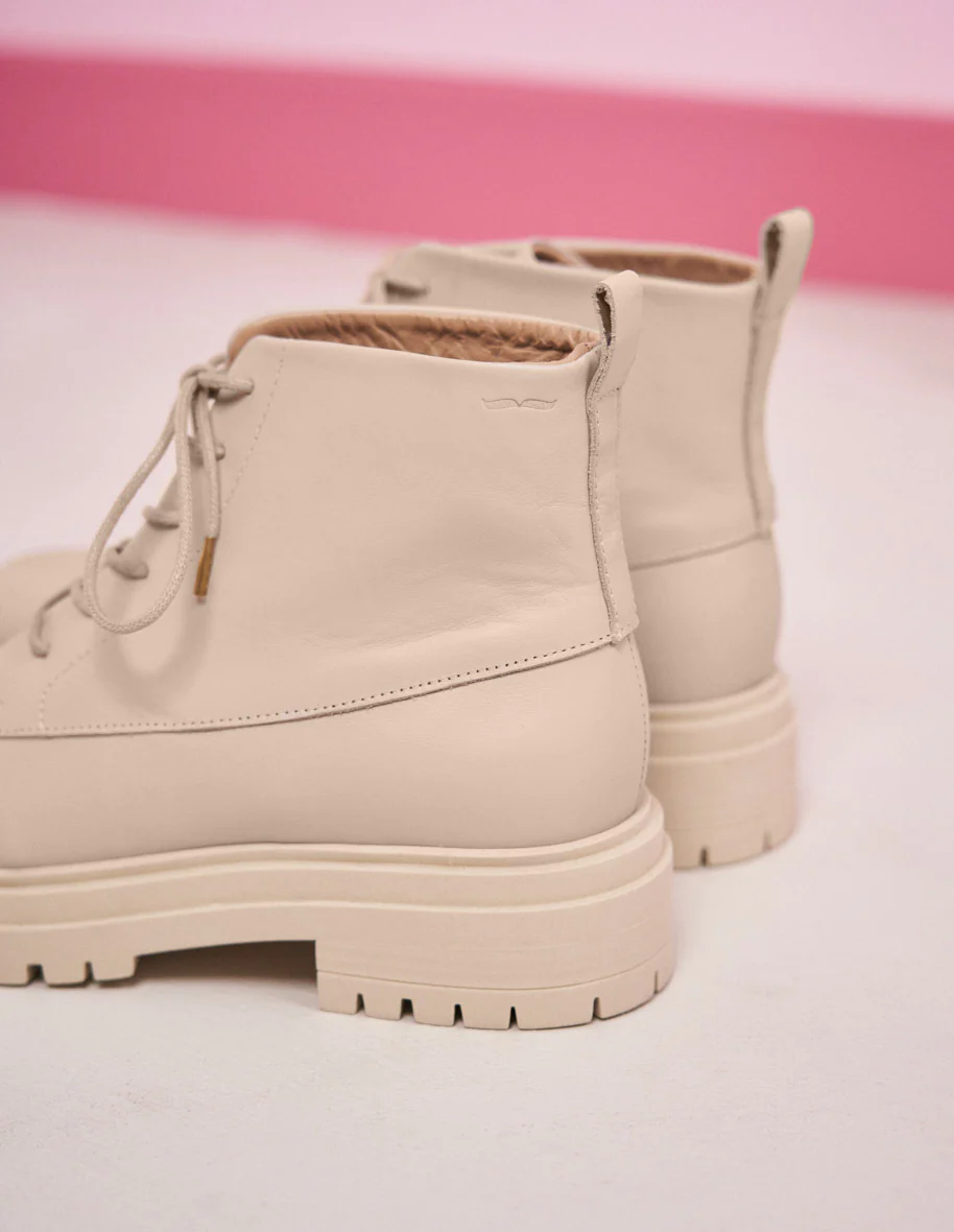 Bottines à lacets Bérénice - Cuir crème - Image 3