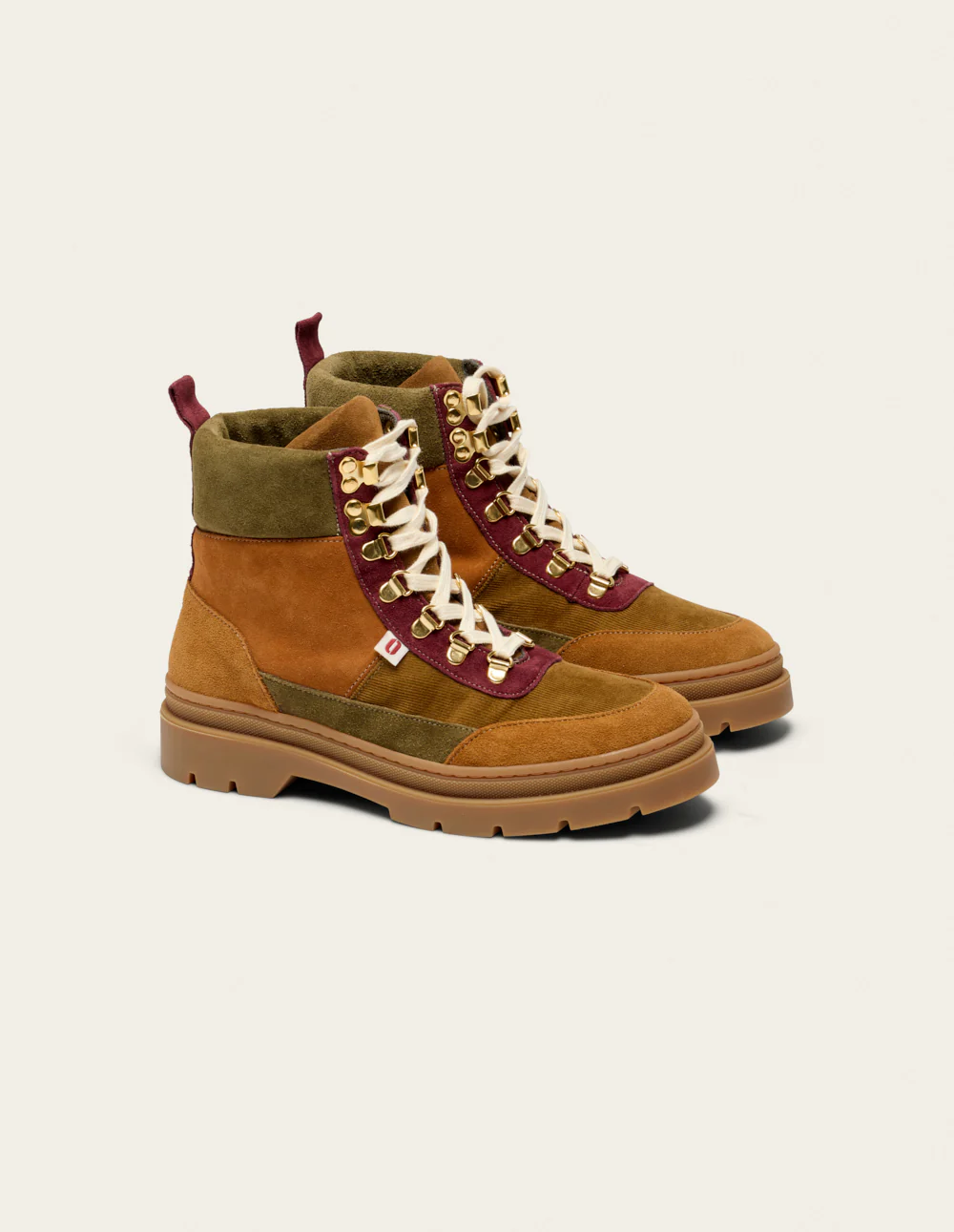 Bottines à lacets Joelle - Suède et velours marron bordeaux - Image 3