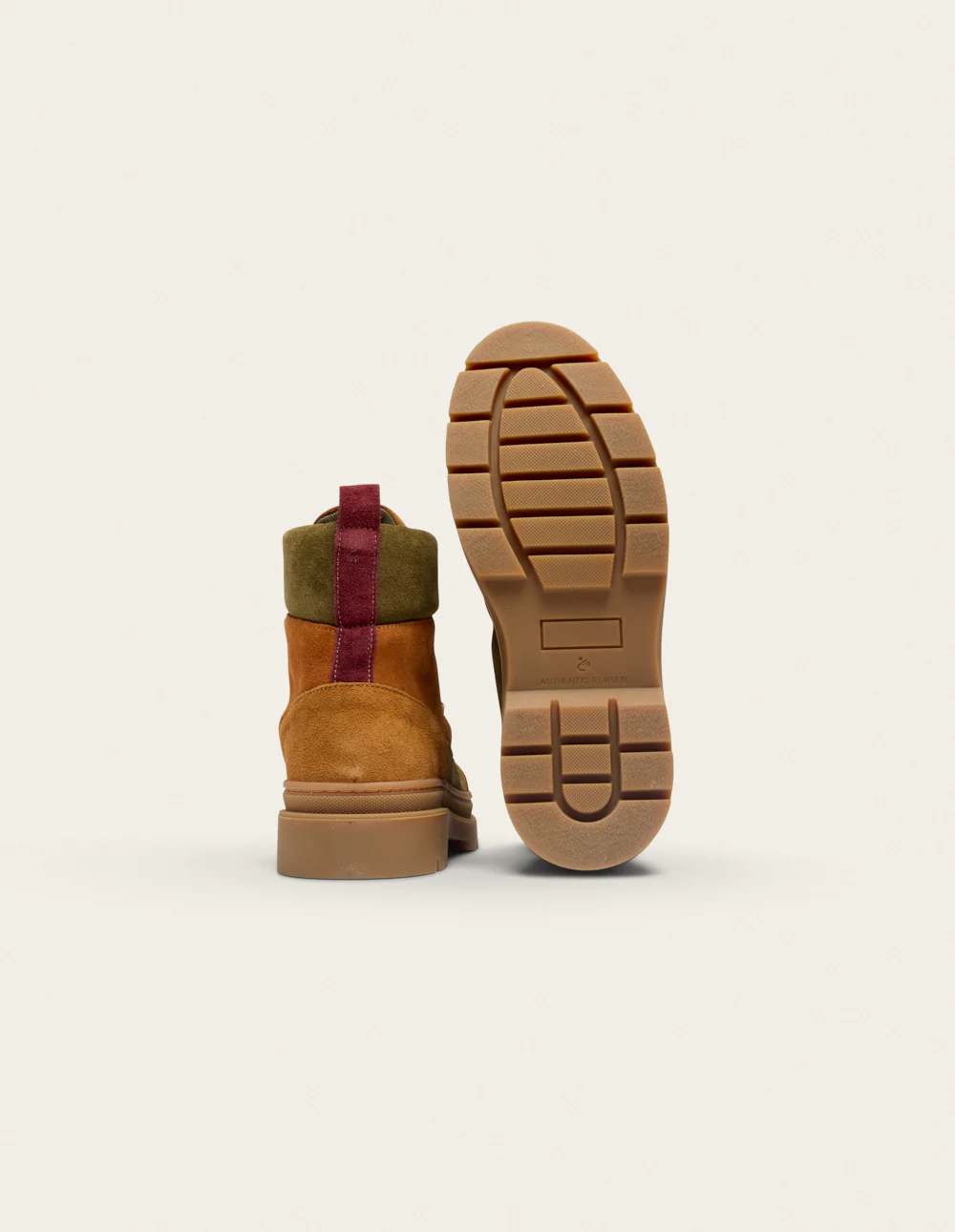 Bottines à lacets Joelle - Suède et velours marron bordeaux - Image 8