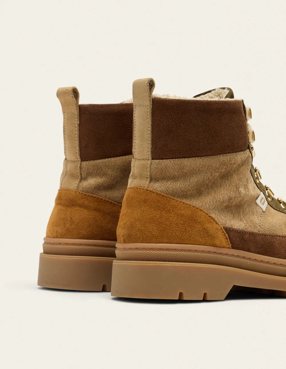 Bottines à lacets Joelle - Suède fourré ambre beige kaki - Image 7