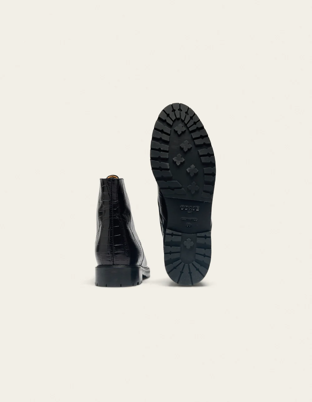 Bottines à lacets Laurène - Cuir croco noir - Image 4