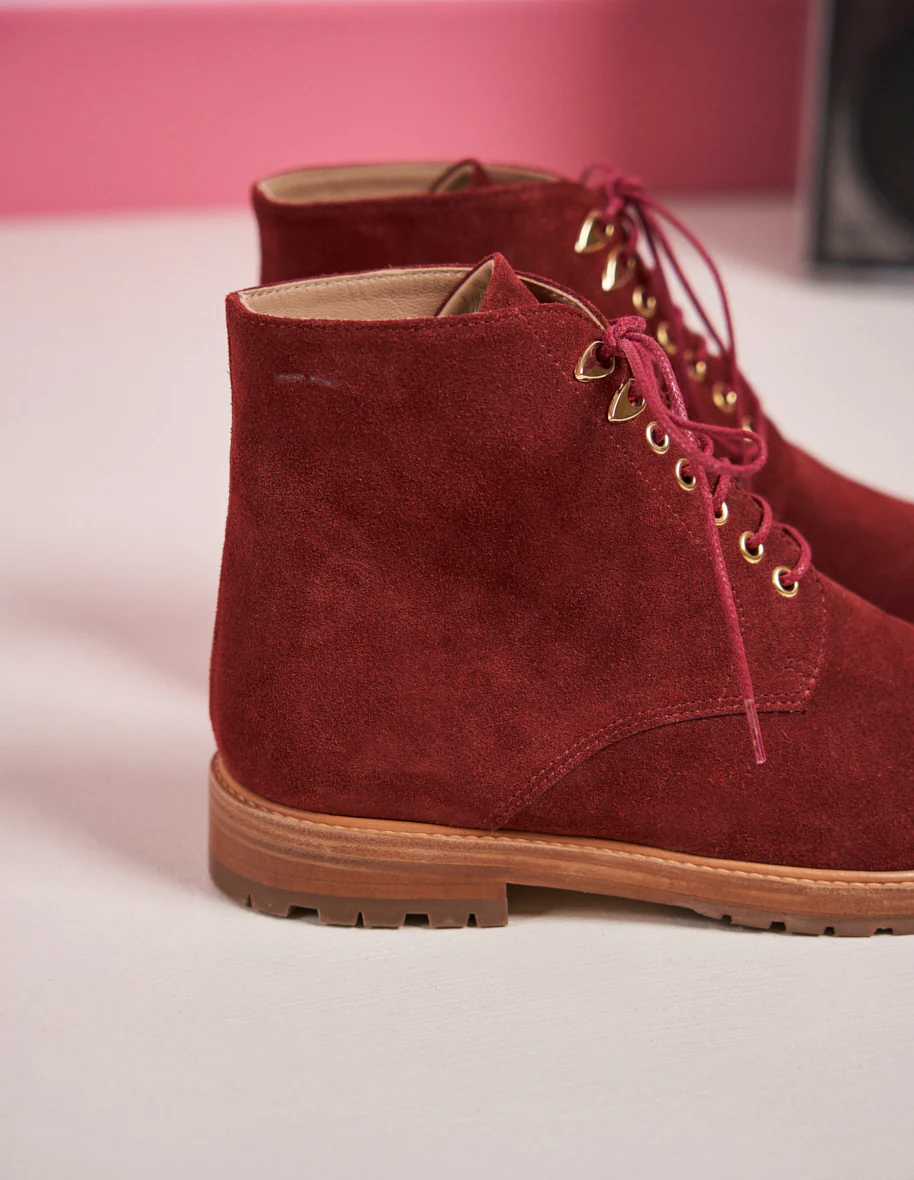 Bottines à lacets Laurène - Suède brique - Image 3