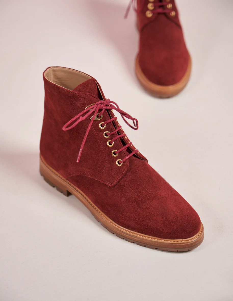Bottines à lacets Laurène - Suède brique - Image 4