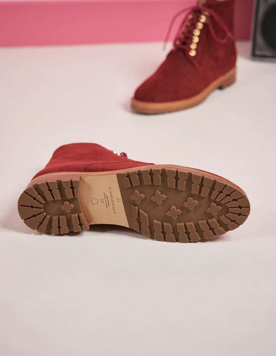 Bottines à lacets Laurène - Suède brique - Image 5