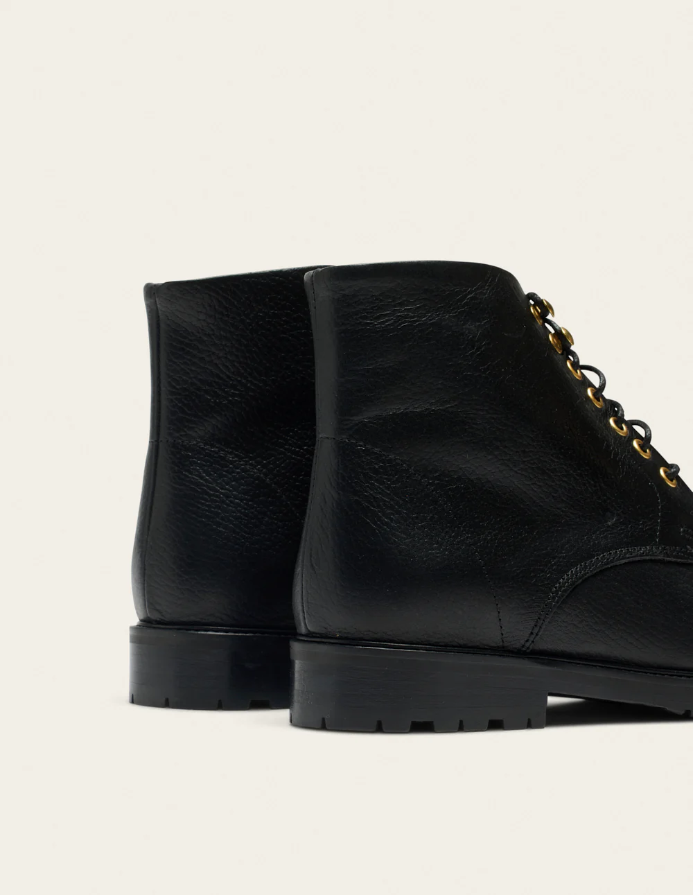 Bottines à lacets Lucienne - Cuir Grainé Noir œillets - Image 3