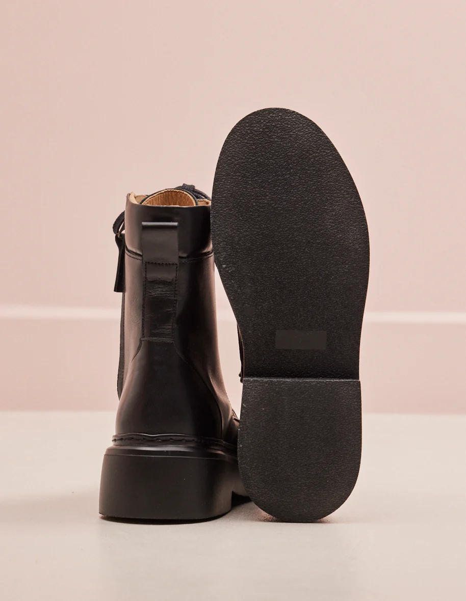 Bottines à lacets Océane - Cuir noir - Image 5