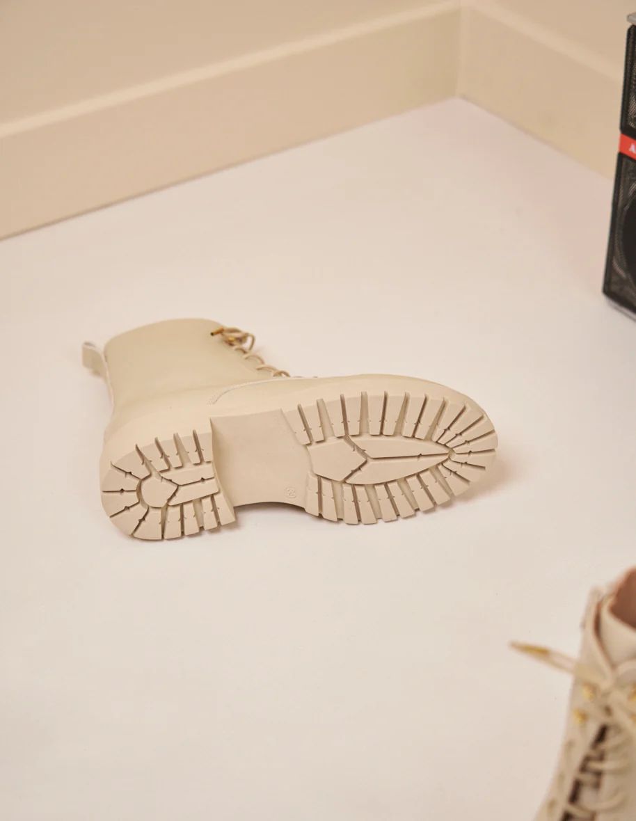 Bottines à lacets Salomé - Cuir crème - Image 3