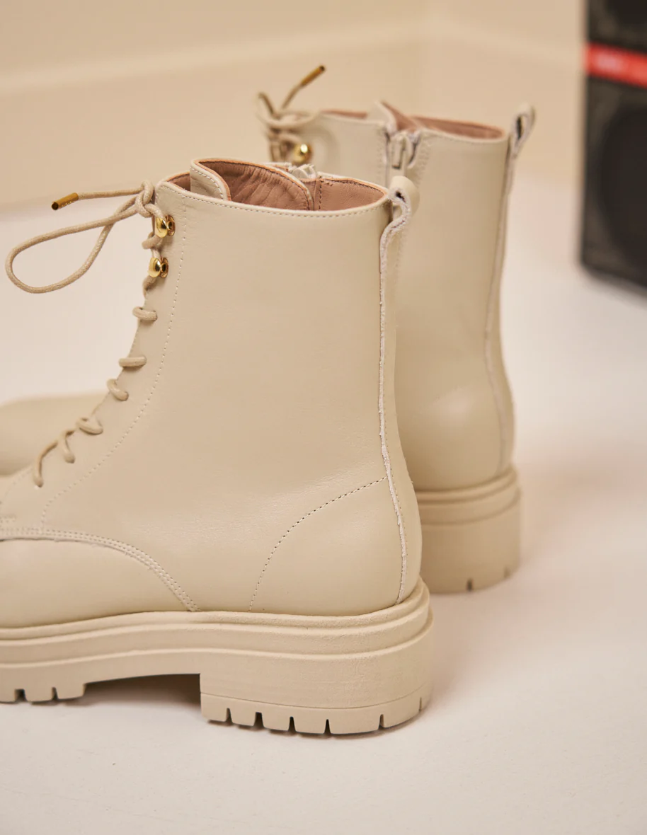 Bottines à lacets Salomé - Cuir crème - Image 4