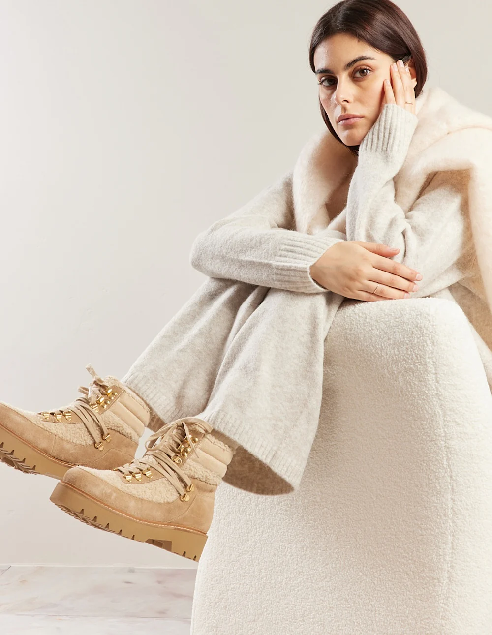 Bottines à lacets Talie - Suède beige - Image 6