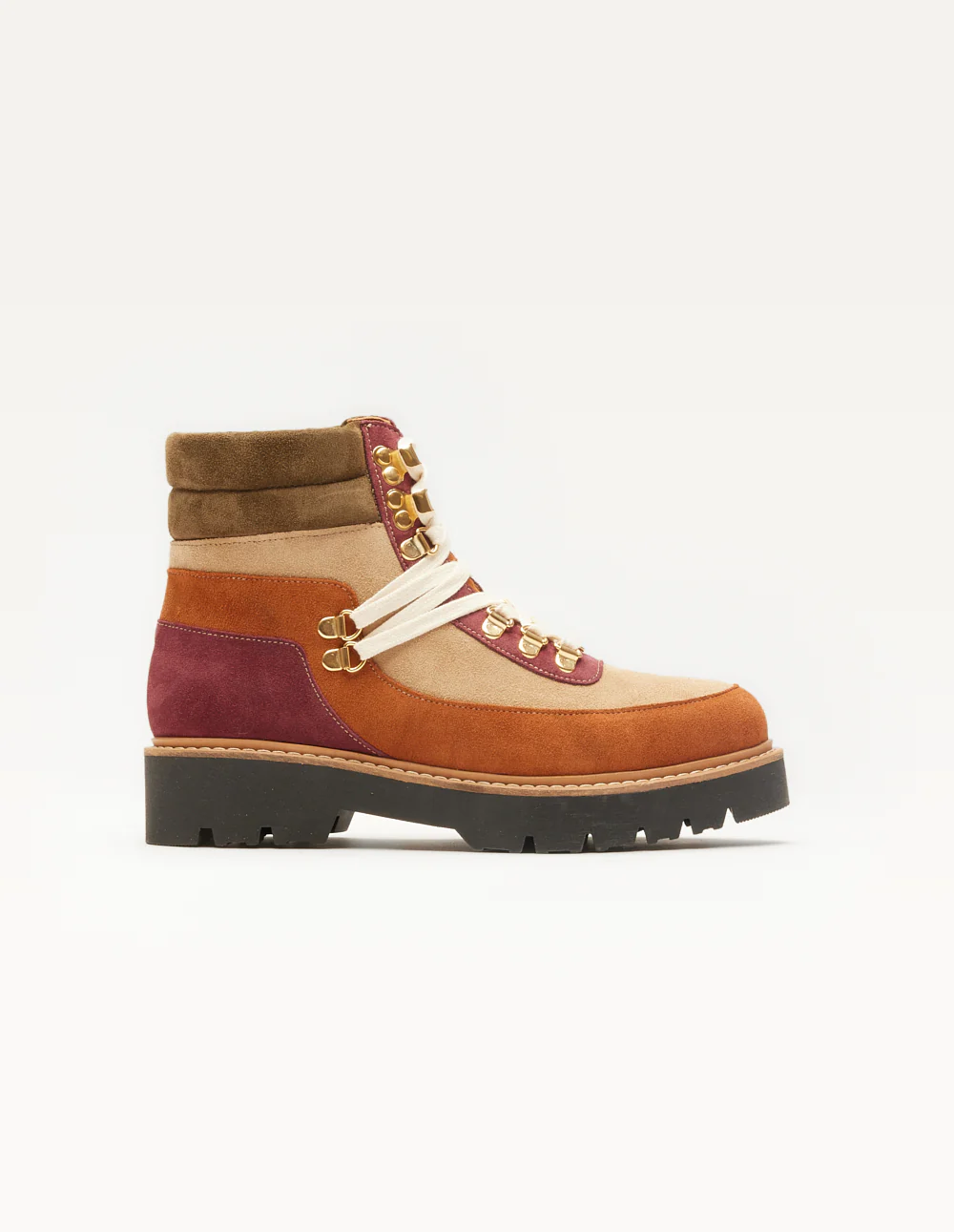 Bottines à lacets Talie - Suède cognac beige bordeaux