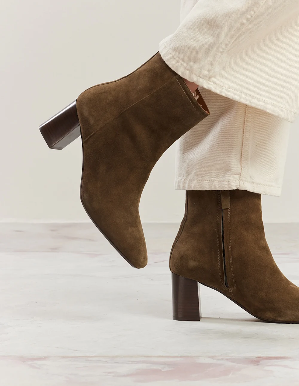 Bottines à talons Brune - Suède kaki - Image 3