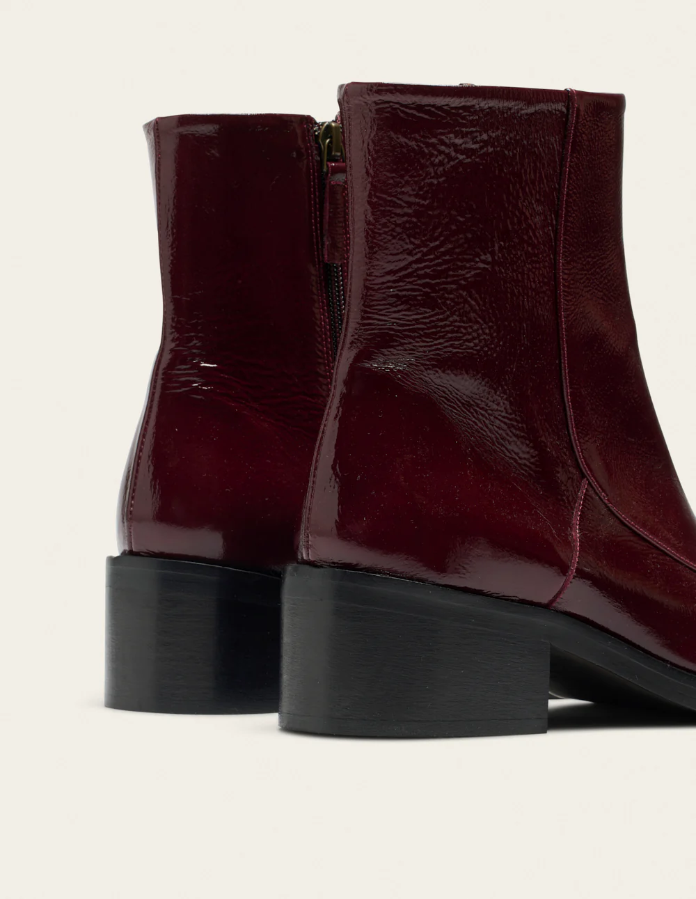 Bottines à talons Callie - Cuir plissé verni bordeaux - Image 4