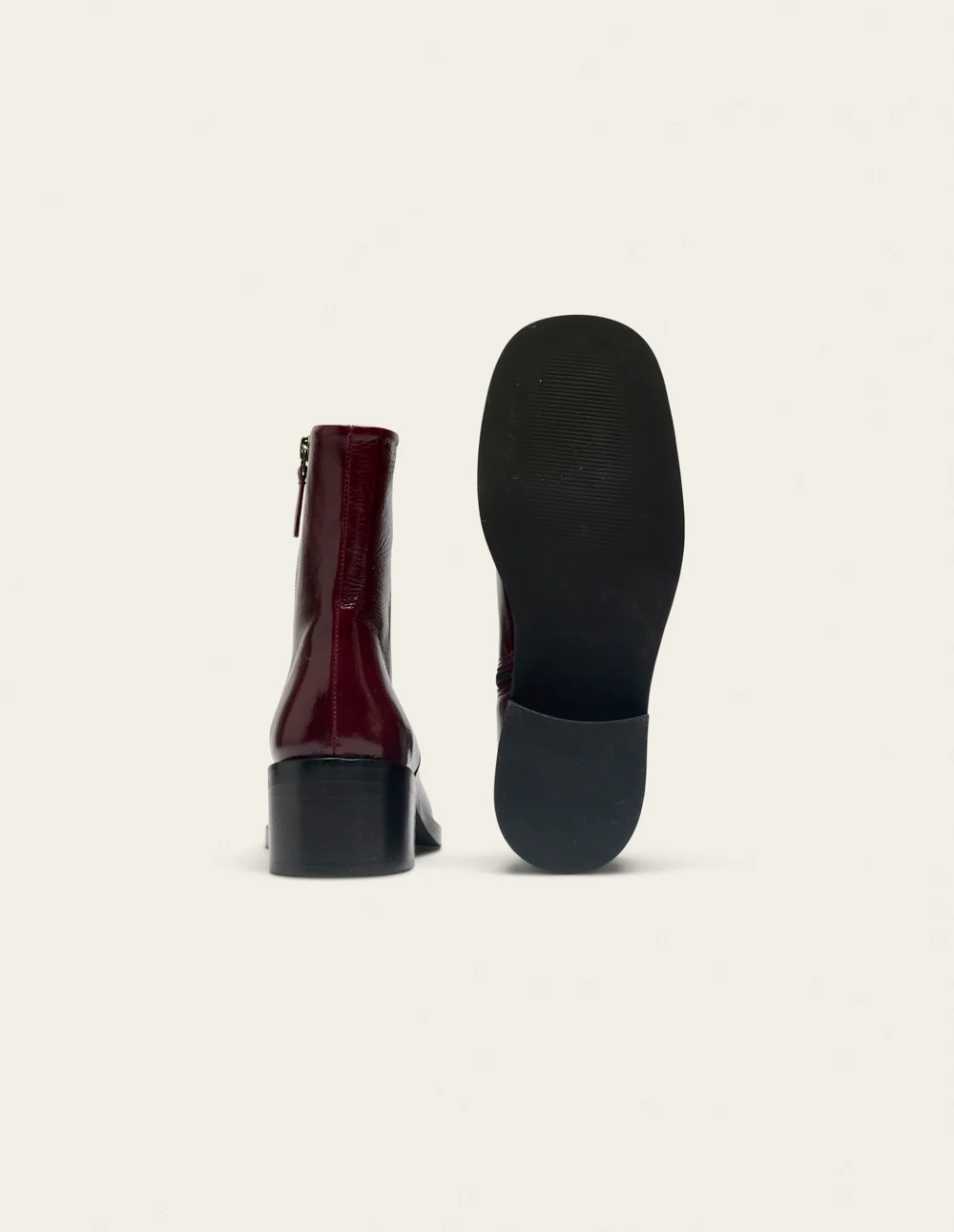 Bottines à talons Callie - Cuir plissé verni bordeaux - Image 5