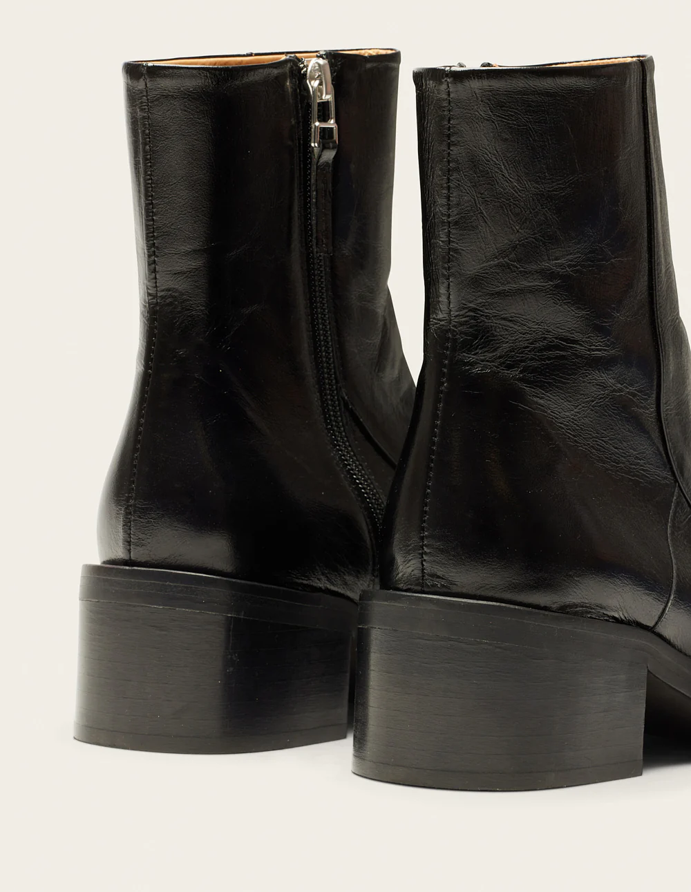 Bottines à talons Callie - Cuir plissé verni noir - Image 4