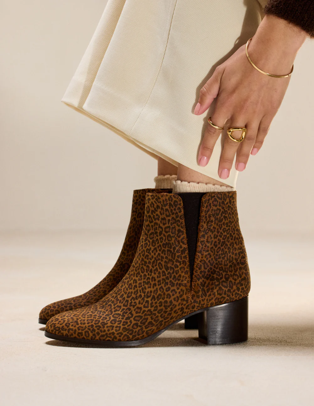 Bottines à talons Jeanne M - Suède léopard - Image 3