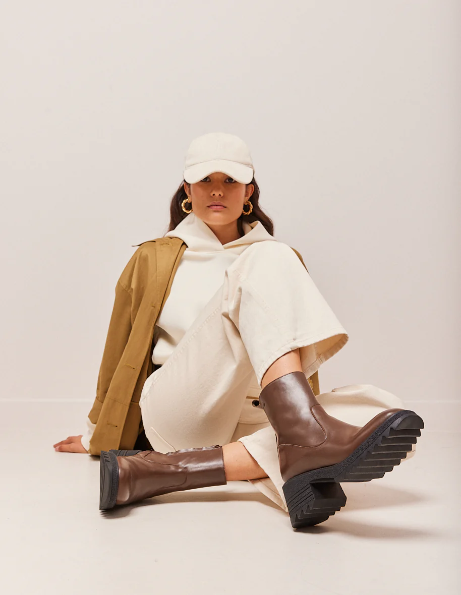 Bottines à talons Ludivine - Cuir marron foncé - Image 3