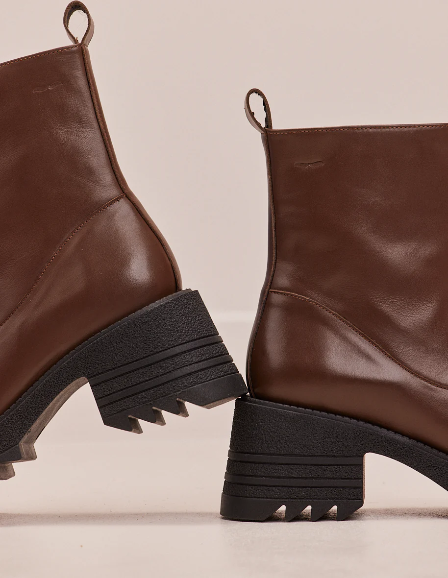 Bottines à talons Ludivine - Cuir marron foncé - Image 4