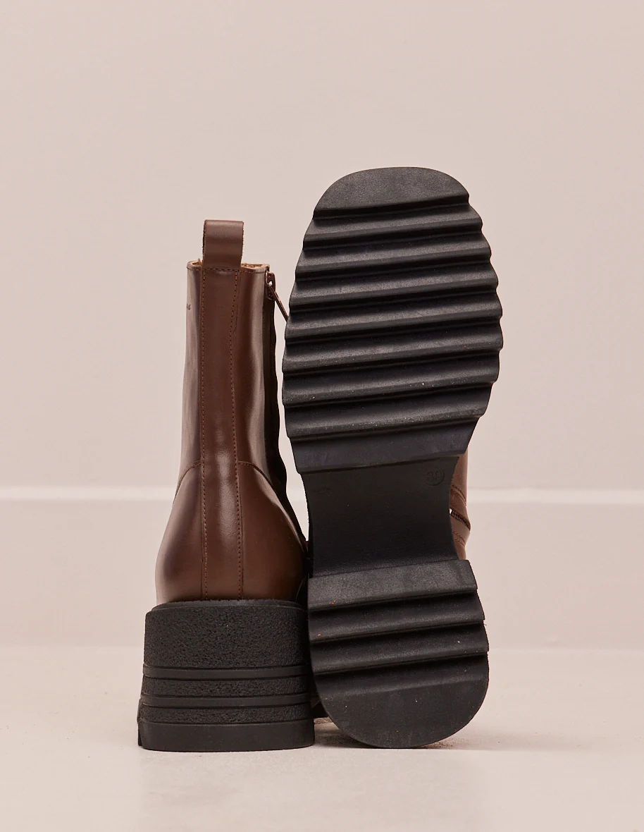 Bottines à talons Ludivine - Cuir marron foncé - Image 6