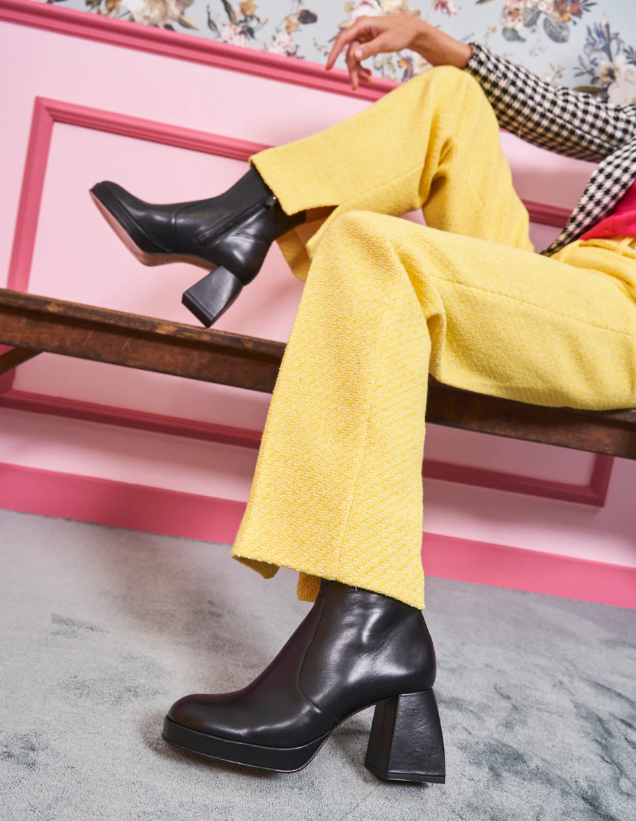 Bottines à talons Marina - Cuir noir - Image 3
