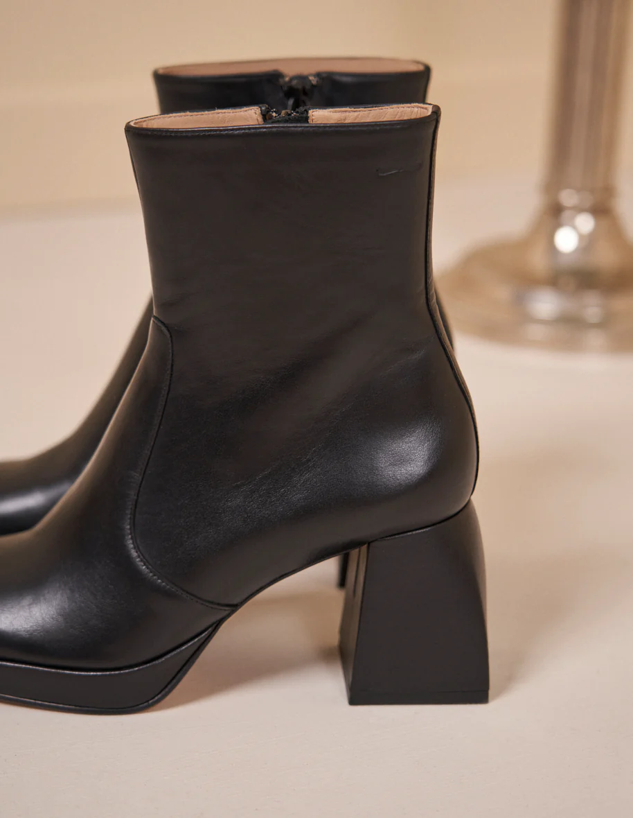 Bottines à talons Marina - Cuir noir - Image 4