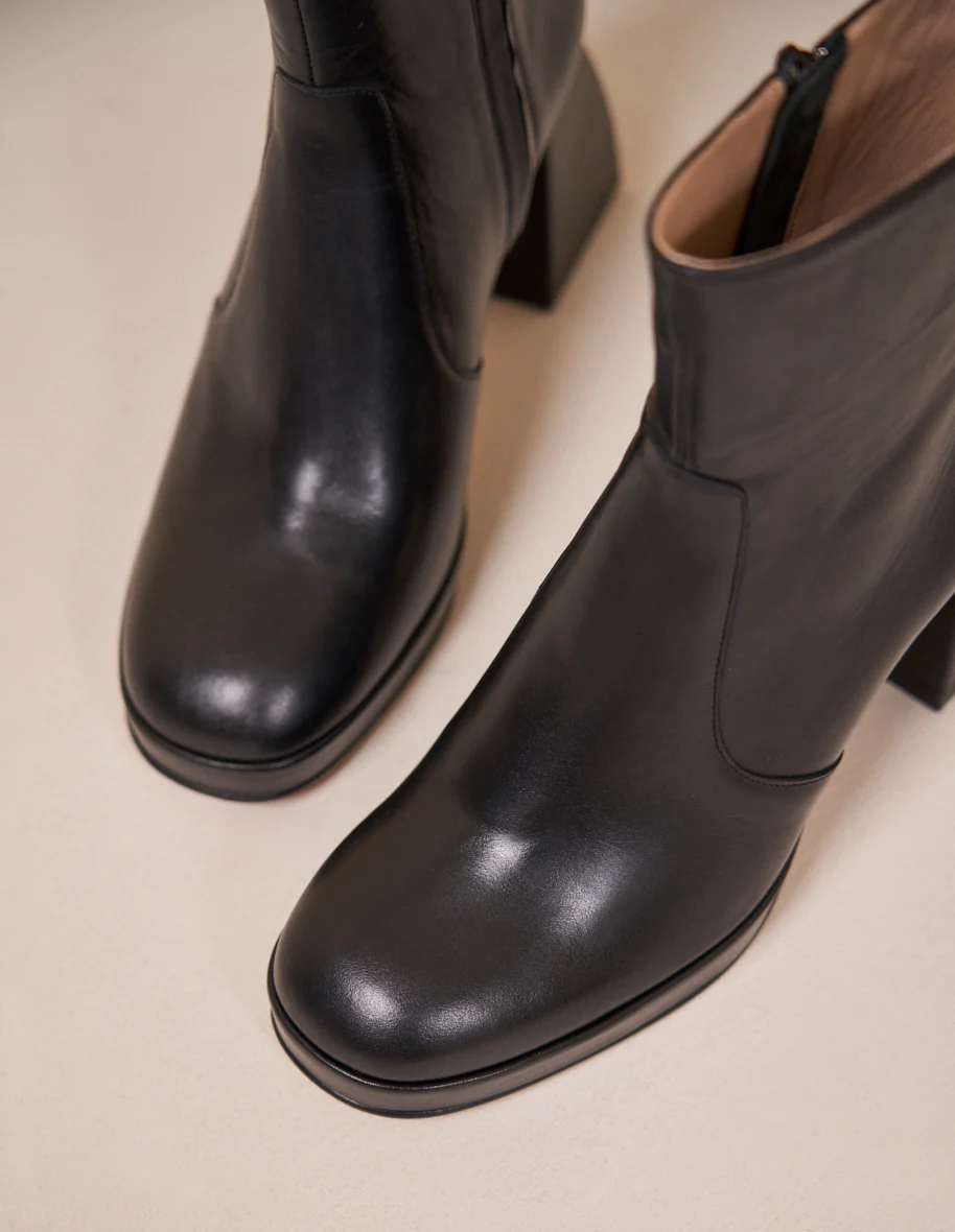 Bottines à talons Marina - Cuir noir - Image 5