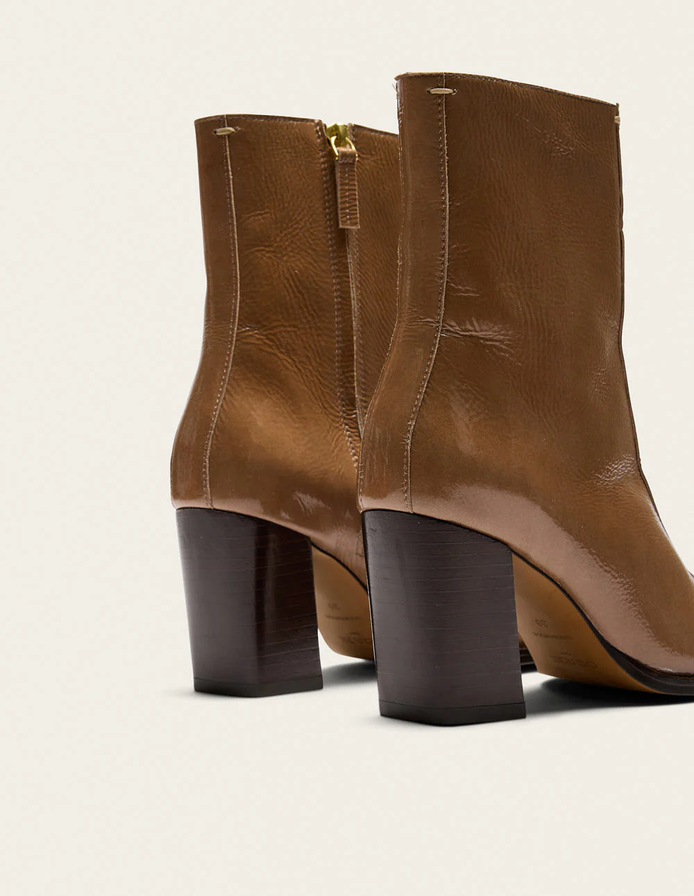 Bottines à talons Sorali - Cuir plissé verni mocha - Image 4