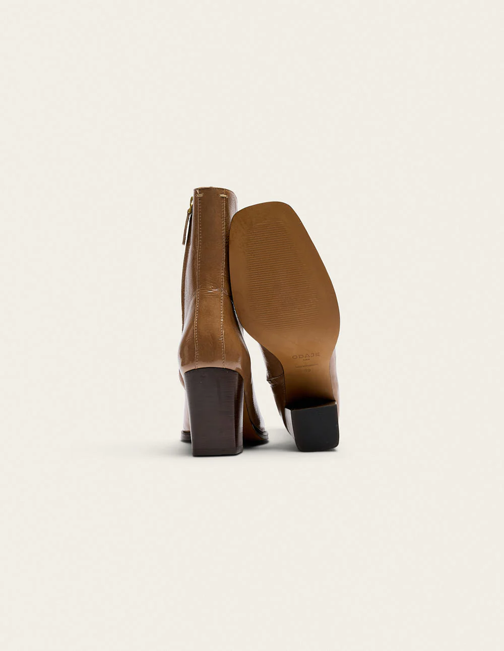 Bottines à talons Sorali - Cuir plissé verni mocha - Image 6