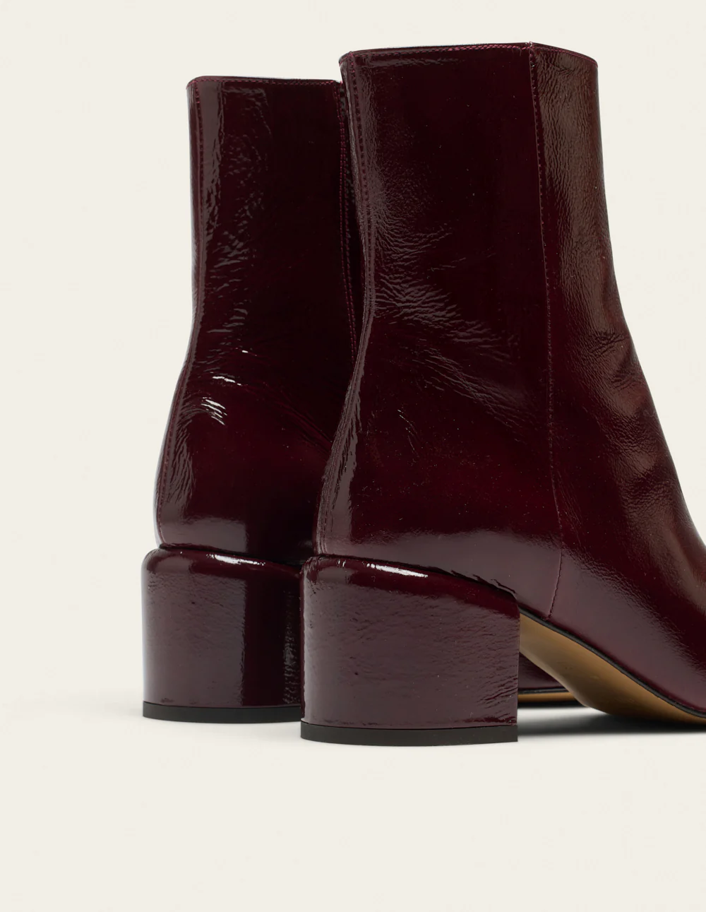 Bottines à talons Tasmin - Cuir plissé verni bordeaux - Image 3