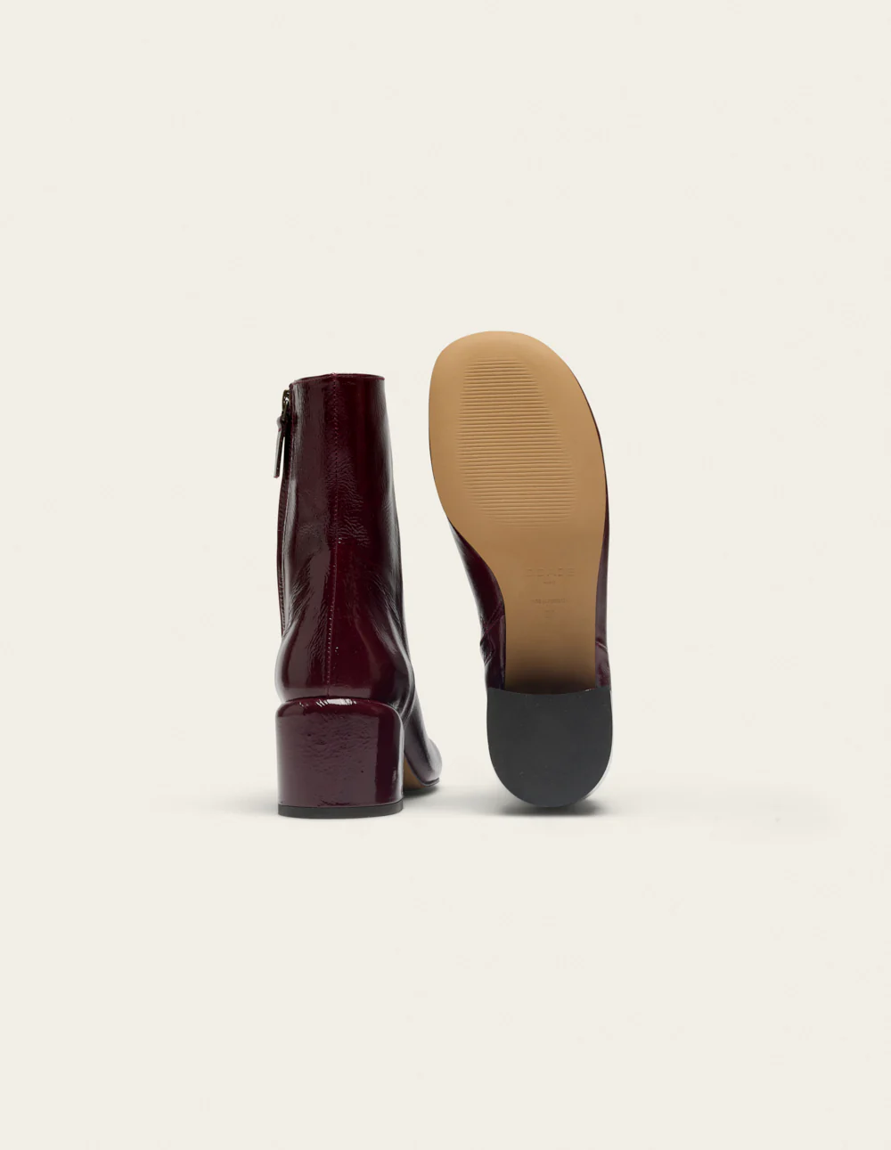 Bottines à talons Tasmin - Cuir plissé verni bordeaux - Image 5
