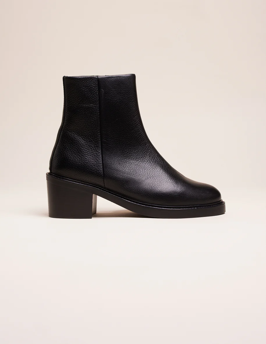 Bottines à talons Véronique - Cuir grainé noir - Image 3