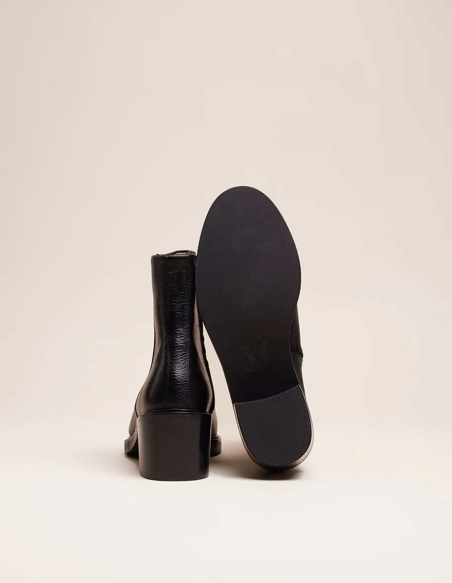 Bottines à talons Véronique - Cuir grainé noir - Image 5