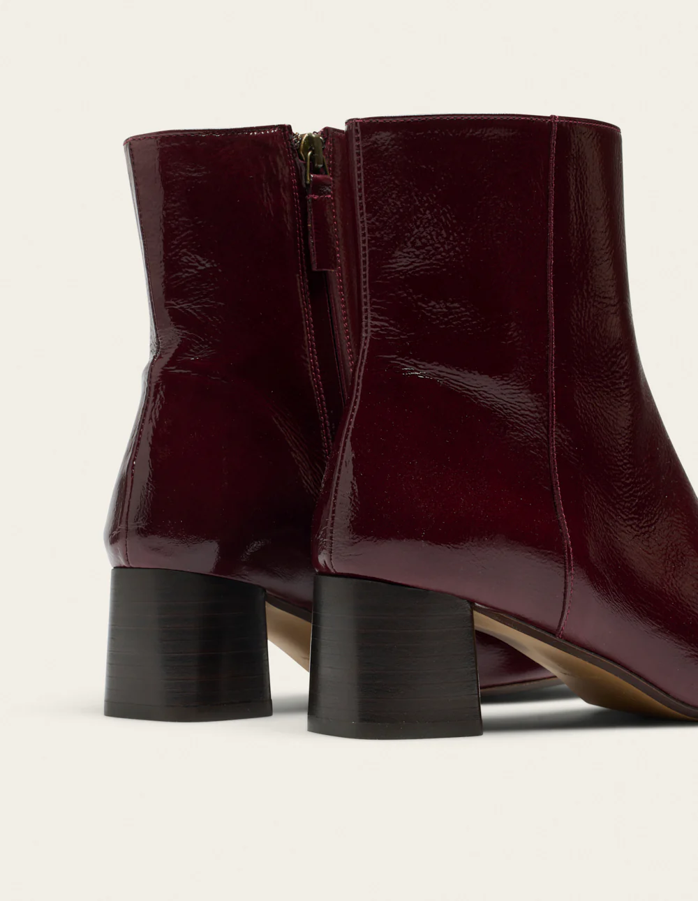 Bottines à talons Volma - Cuir plissé verni bordeaux - Image 4
