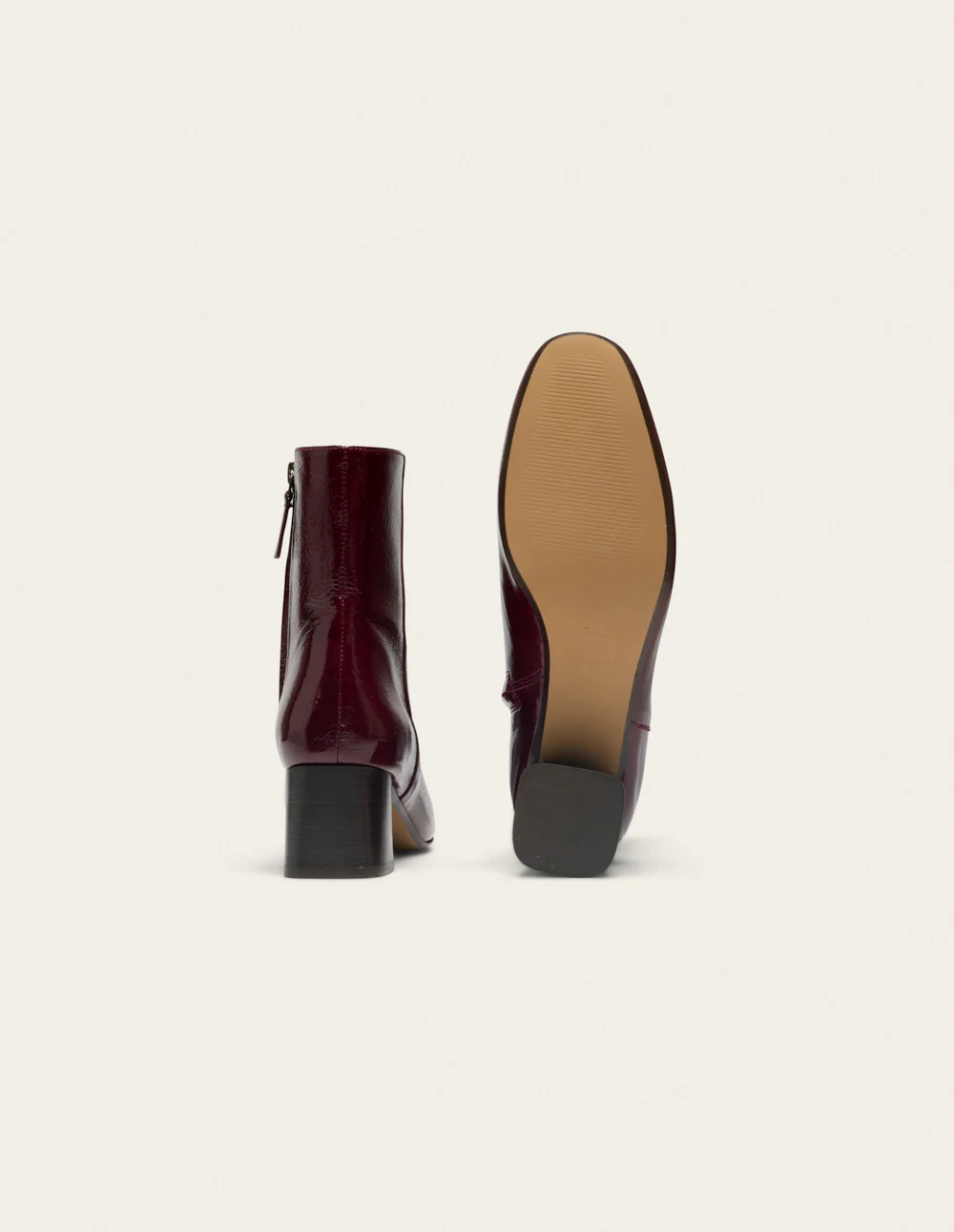 Bottines à talons Volma - Cuir plissé verni bordeaux - Image 5