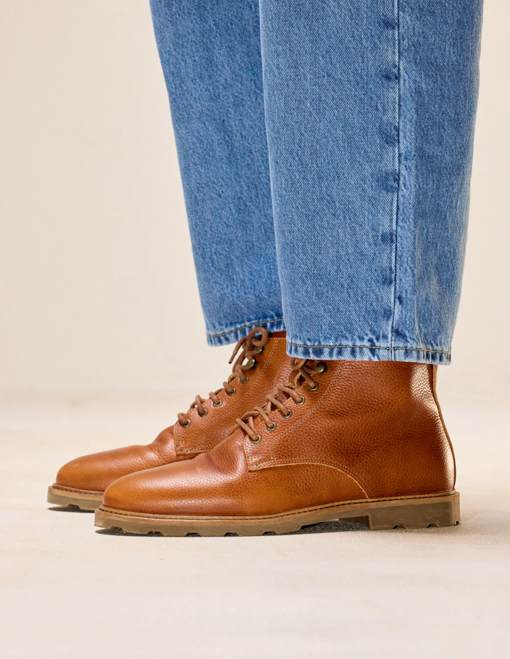 Bottines Eugène - Cuir pull up grainé cognac - Image 3