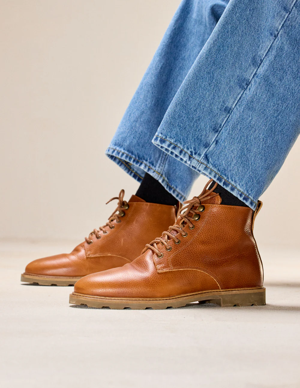 Bottines Eugène - Cuir pull up grainé cognac - Image 6