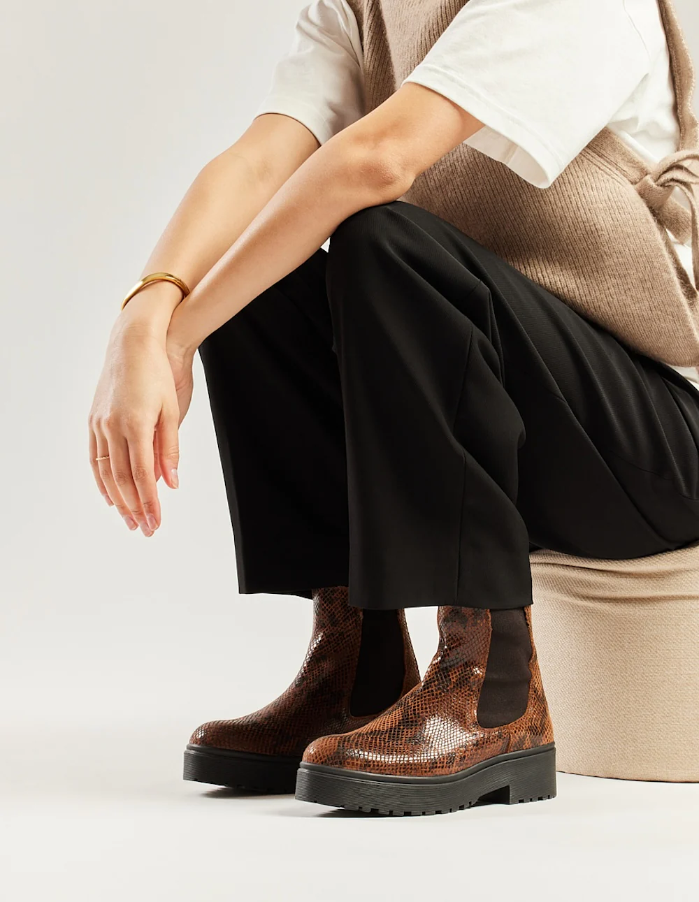 Bottines Flora - Cuir python marron - Image 3
