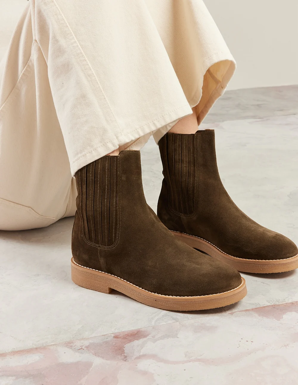 Bottines Isaure - Suède kaki - Image 5