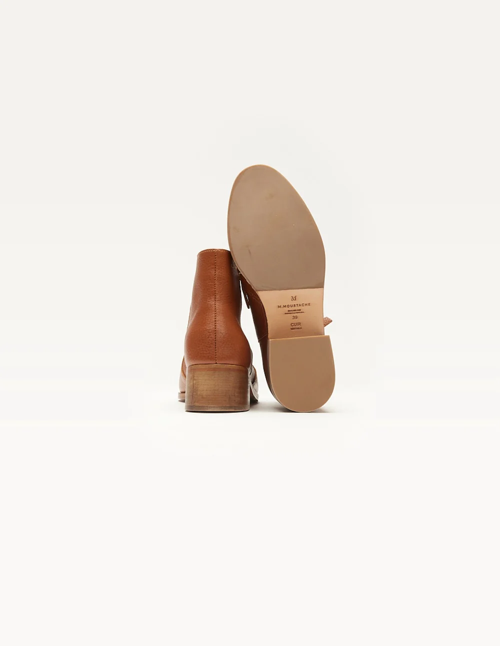 Bottines plates Coline - Cuir pull-up grainé miel - Image 3
