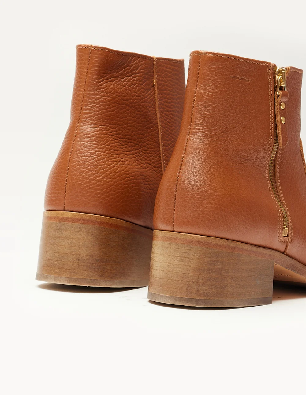 Bottines plates Coline - Cuir pull-up grainé miel - Image 4