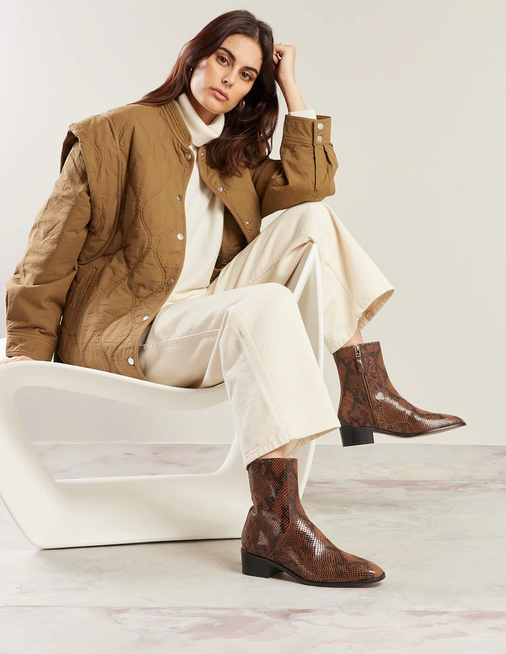 Bottines Sybille - Cuir python marron - Image 6