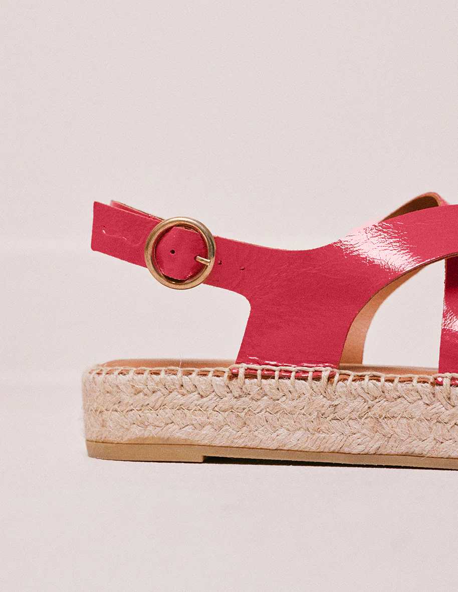 Espadrilles Chantal - Cuir plissé fuchsia - Image 3