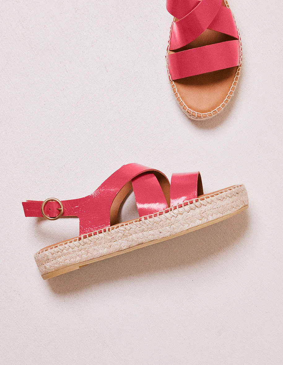Espadrilles Chantal - Cuir plissé fuchsia - Image 4