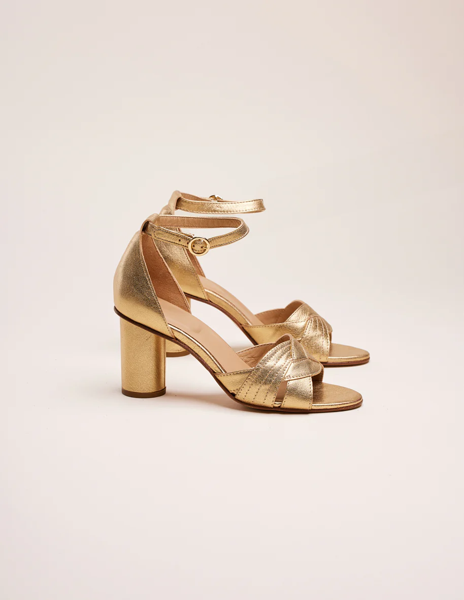 Sandales à talons Coralie - Cuir doré - Image 3