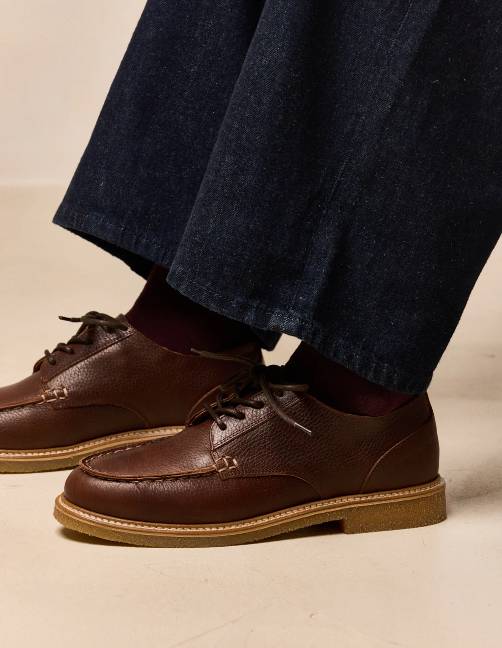 Derbies Alwin - Cuir pull-up grainé marron - Image 3