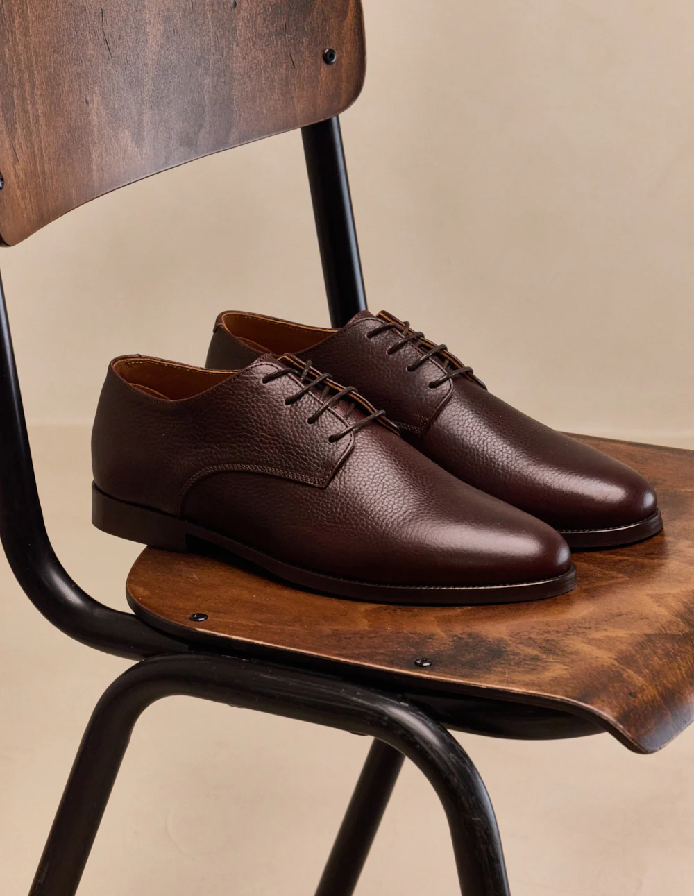 Derbies Antonin - Cuir pull-up grainé marron - Image 4