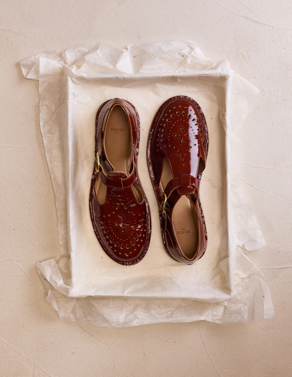 Derbies Ario - Cuir plissé verni marron - Image 3