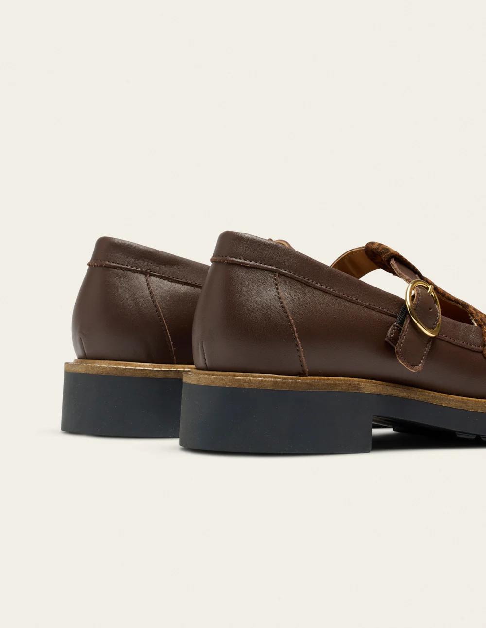 Derbies Carmen - Cuir marron et léopard - Image 6