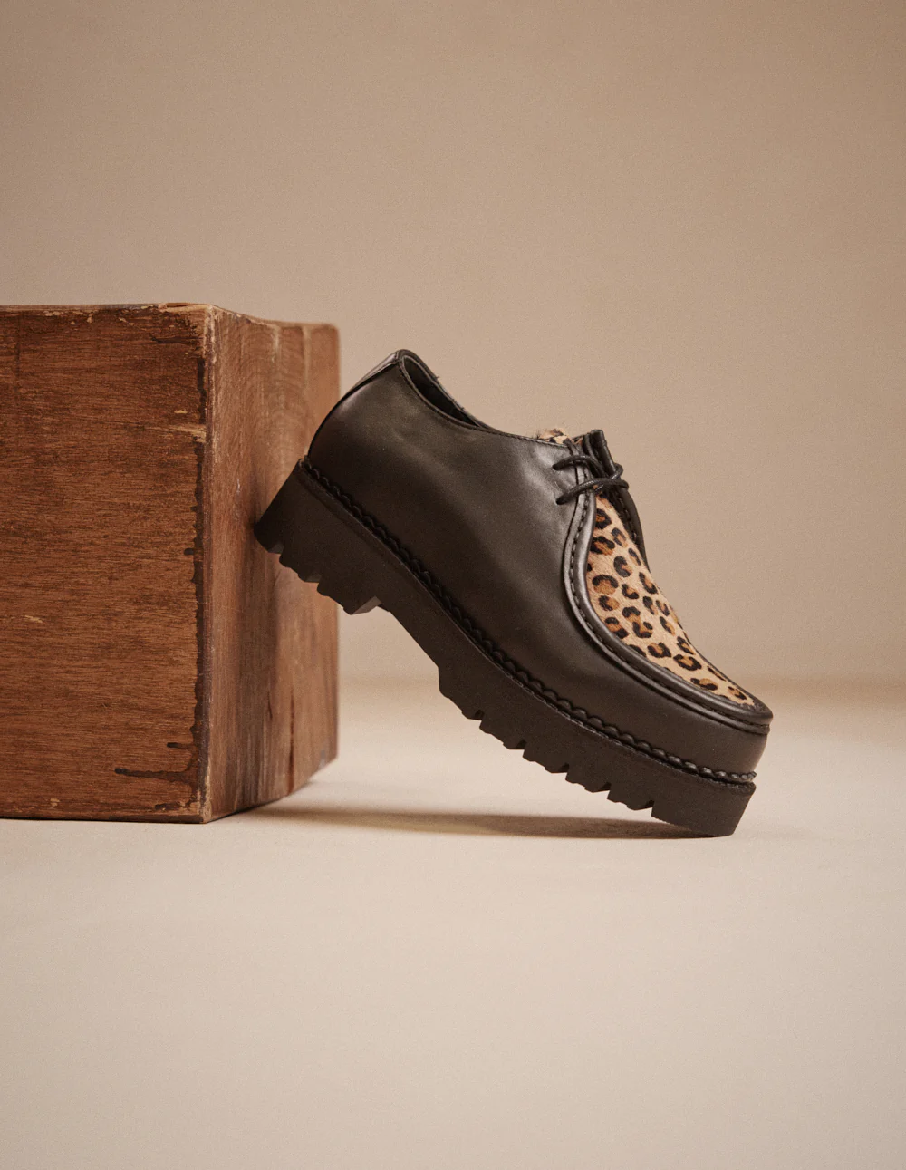 Derbies Deborah - Cuir noir et pony leopard - Image 4